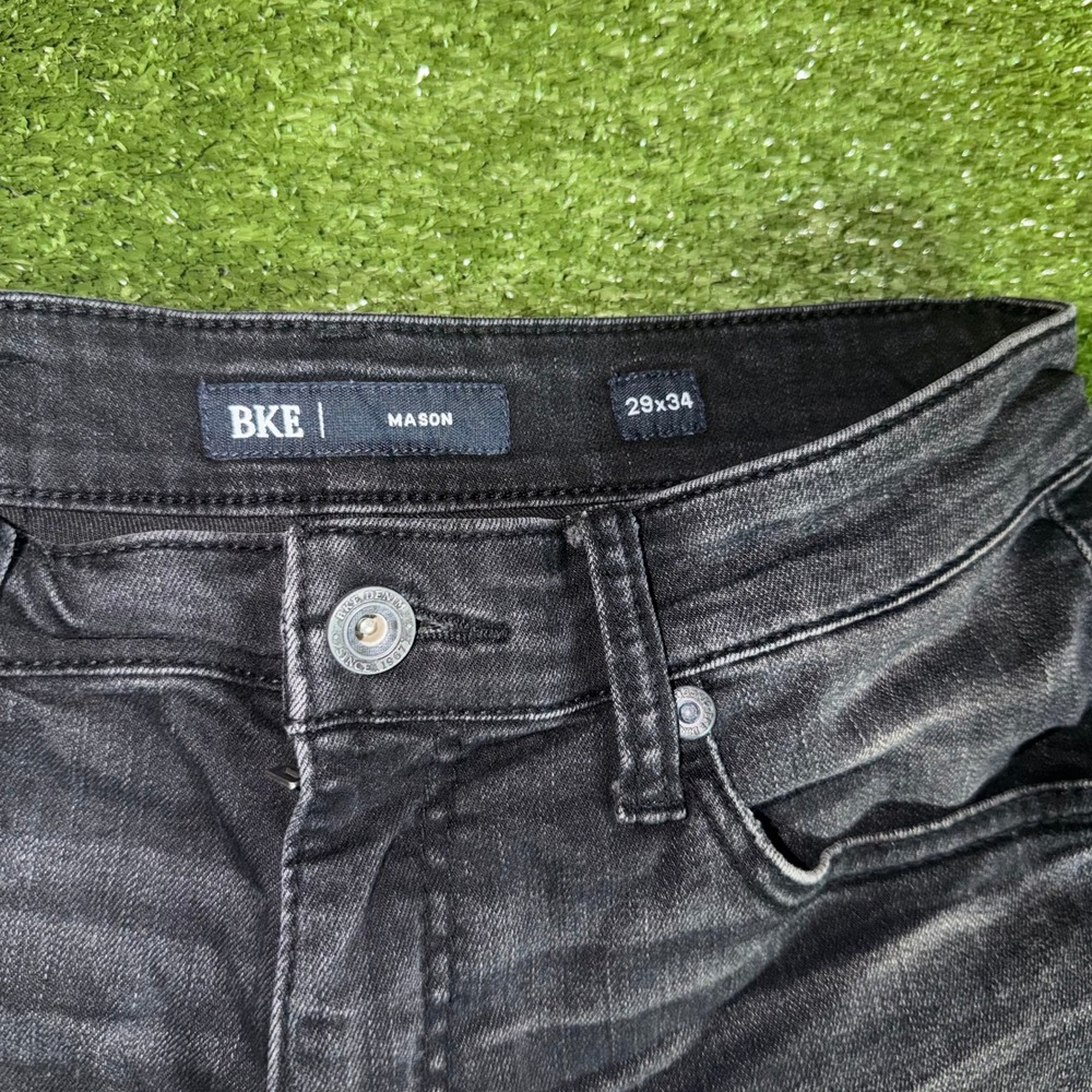 BKE Mason Mens Black Denim Shorts Raw Hem Faded Stretch Size 29x34 Cut Off - Picture 4 of 8